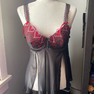 Seductivewear Black & Red Lace Lingerie dress